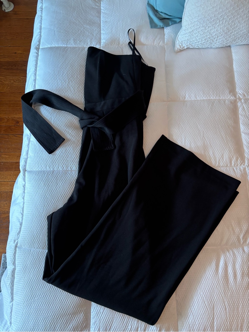 White House Black Market Black Wide-Leg Jumpsuit with Tie Waist